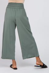 Sage Smocked Waist Cropped Pant