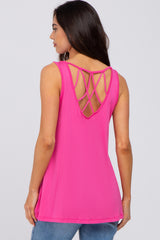 Fuchsia Sleeveless Caged Back Maternity Top