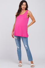 Fuchsia Sleeveless Caged Back Maternity Top