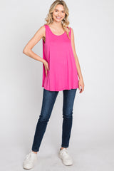 Fuchsia Sleeveless Caged Back Top