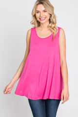 Fuchsia Sleeveless Caged Back Top