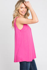 Fuchsia Sleeveless Caged Back Top