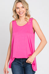 Fuchsia Sleeveless Caged Back Top