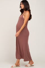 Burgundy Racerback Maternity Maxi Dress