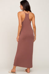 Burgundy Racerback Maternity Maxi Dress