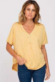 Yellow Button Front Top