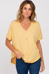 Yellow Button Front Maternity Top