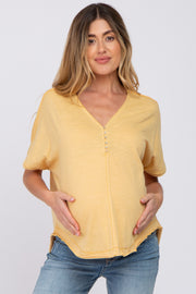 Yellow Button Front Maternity Top