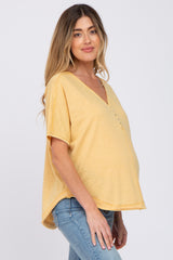 Yellow Button Front Maternity Top