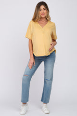 Yellow Button Front Maternity Top