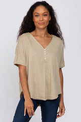 Taupe Button Front Maternity Top