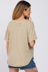 Taupe Button Front Maternity Top