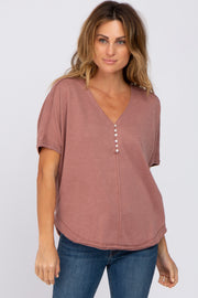 Burgundy Faded Button Front Top