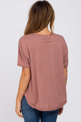 Burgundy Faded Button Front Top