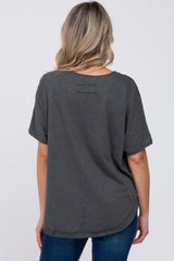 Charcoal Faded Button Front Maternity Top