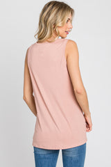 Pink Sleeveless Side Slit Top