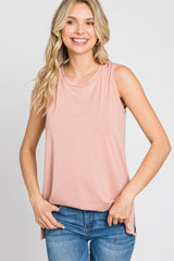 Pink Sleeveless Side Slit Top