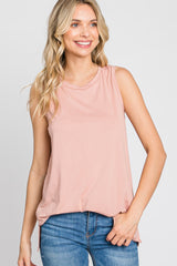 Pink Sleeveless Side Slit Top