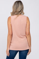 Pink Sleeveless Side Slit Maternity Top