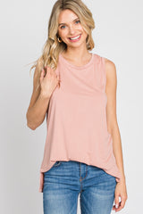 Pink Sleeveless Side Slit Top