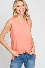 Peach Sleeveless Side Slit Maternity Top