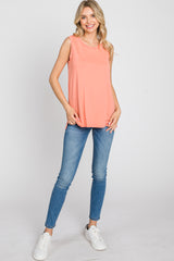 Peach Sleeveless Side Slit Top