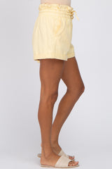 Yellow Smocked Waist Shorts