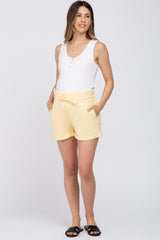 Yellow Smocked Waist Maternity Shorts