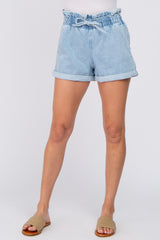 Light Denim Smocked Waist Shorts