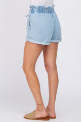 Light Denim Smocked Waist Shorts