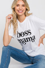 White "Boss Mama" Graphic Top