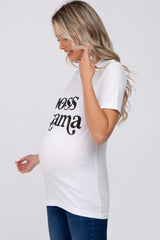 White "Boss Mama" Maternity Graphic Top