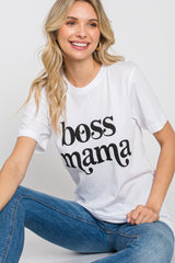 White "Boss Mama" Graphic Top