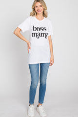 White "Boss Mama" Graphic Top