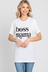 White "Boss Mama" Graphic Top