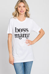 White "Boss Mama" Graphic Top