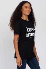 Black "Boss Mama" Graphic Top