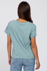 Light Olive Raw Hem Maternity Short Sleeve Tee