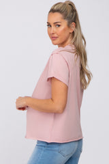 Mauve Raw Hem Maternity Short Sleeve Tee