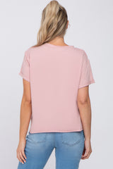 Mauve Raw Hem Maternity Short Sleeve Tee