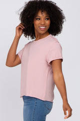 Mauve Raw Hem Short Sleeve Tee