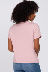 Mauve Raw Hem Short Sleeve Tee