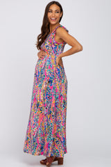 Fuchsia Abstract Maternity Maxi Dress