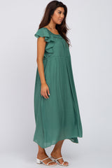 Green Tiered Ruffle Midi Dress