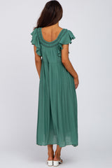 Green Tiered Ruffle Midi Dress