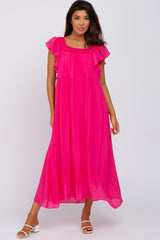 Fuchsia Tiered Ruffle Midi Dress