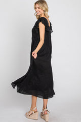 Black Tiered Ruffle Midi Dress