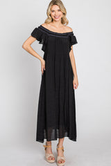 Black Tiered Ruffle Midi Dress