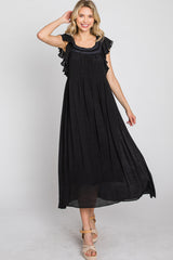 Black Tiered Ruffle Midi Dress