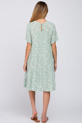 Mint Green Floral Tiered Ruffle Sleeve Maternity Dress